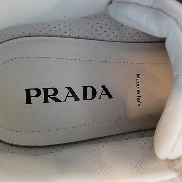 Prada Prax Tonal Low-Top Bianco Calzature Uomo Sneakers Size 10 D Retail $1100 - Picture 9 of 12